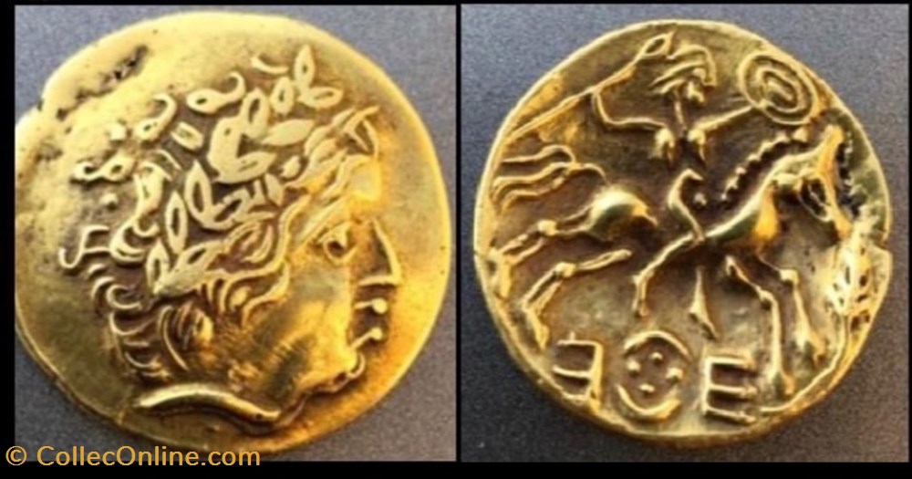 Faux statère Riedones au foudre - Moulage - monnaie antique av jc ap gauloise faux statere riedones au foudre moulage