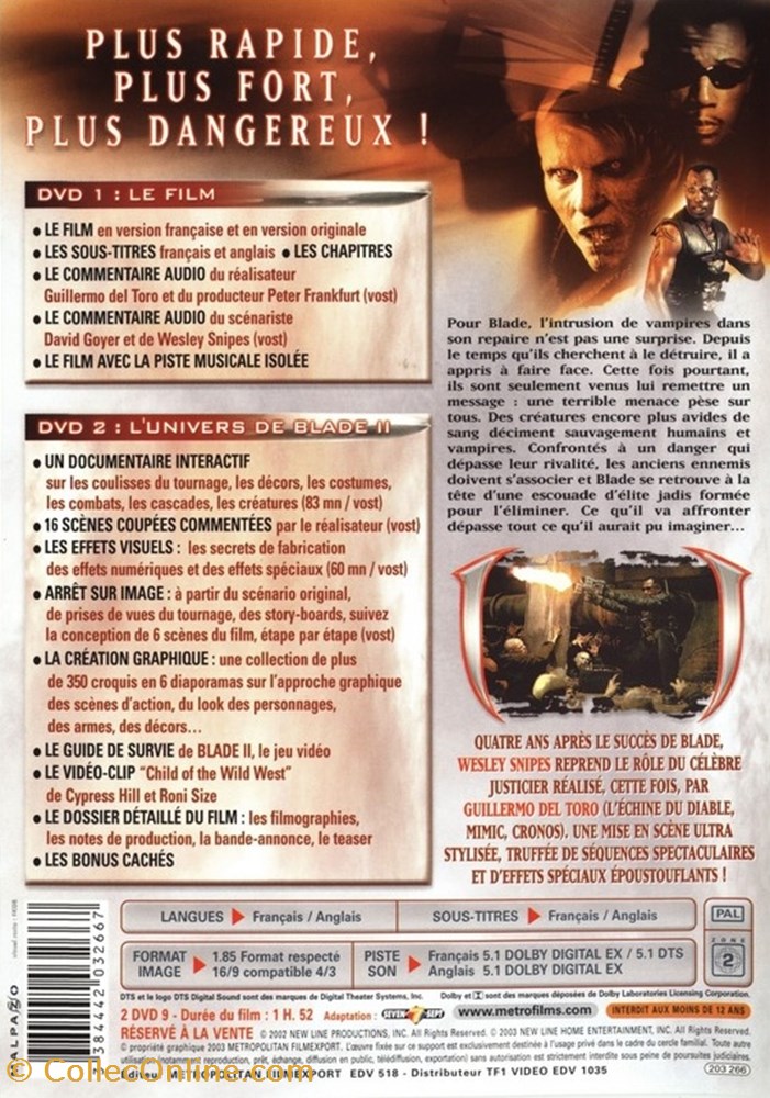 divers film blu ray blade ii coffret collector 2 dvd