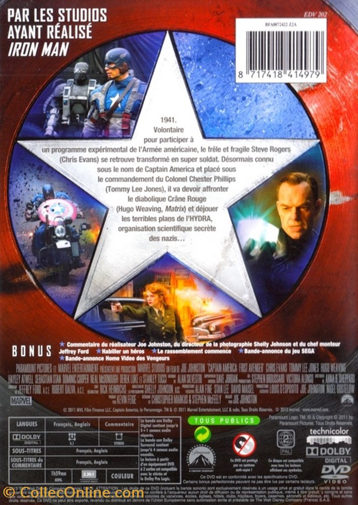 Captain America I : First Avenger 2 diver film dvd blu ray captain america i first avenger