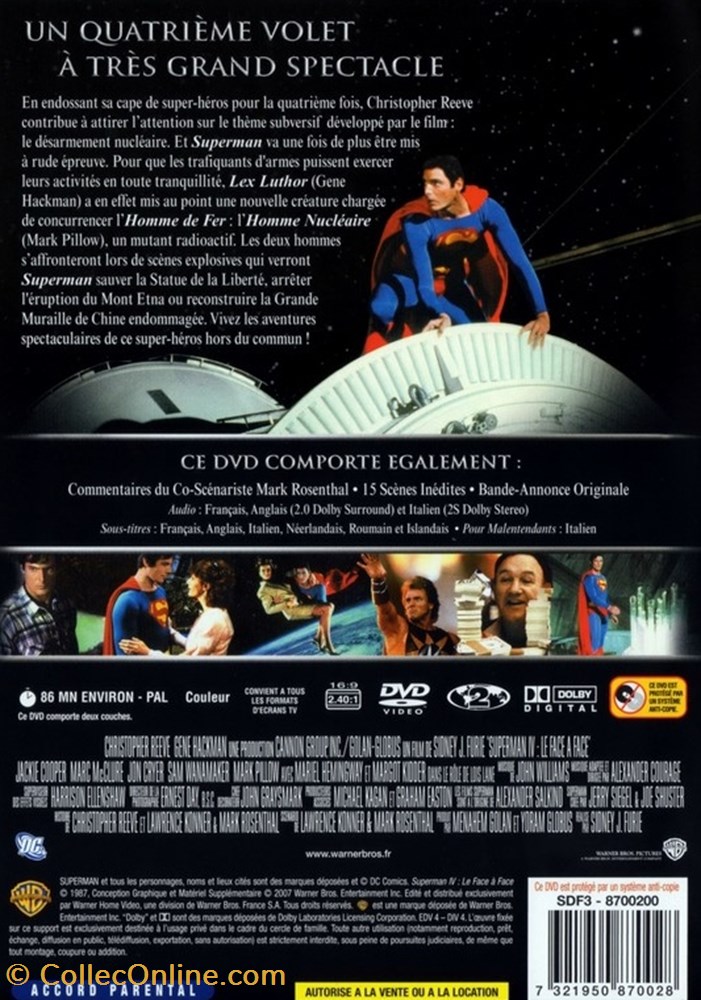 Superman IV : Le Face à Face 2 divers film dvd blu ray superman iv le face a face