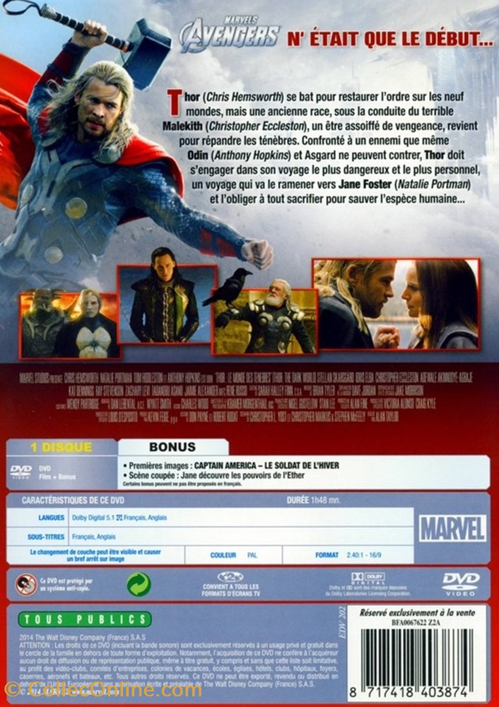 Thor II : Le Monde Des Ténèbres 2 divers film dvd blu ray thor ii le monde des tenebres