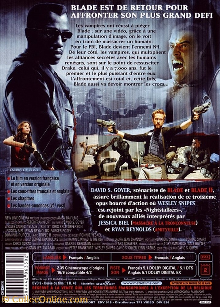 divers film dvd blu ray blade iii trinity