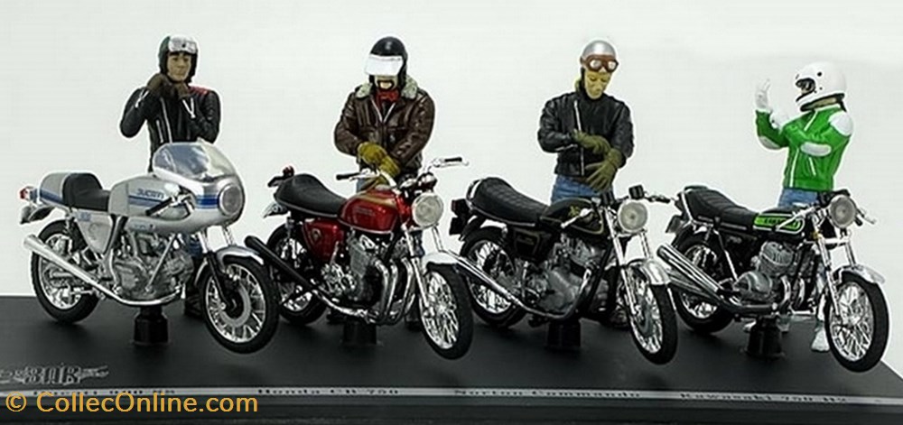 modele reduit 1974 les 4 personnages leurs motos