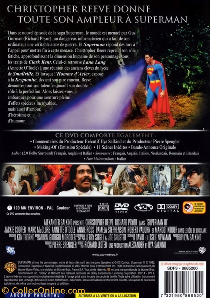 Superman III 2 divers film dvd blu ray superman iii
