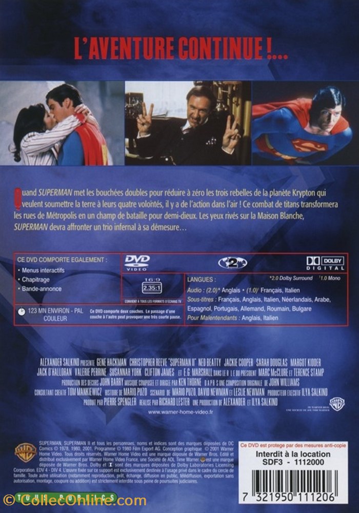 Superman II 2 divers film dvd blu ray superman ii