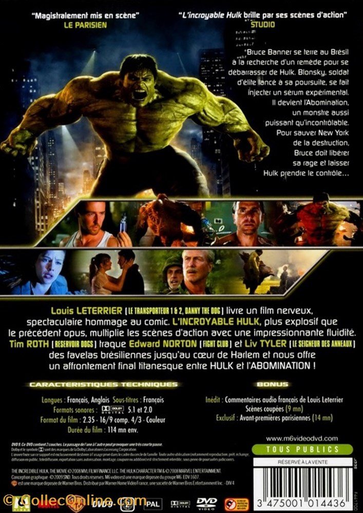 diver film dvd blu ray hulk ii incroyable hulk