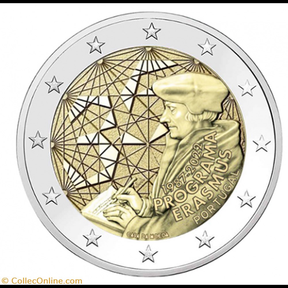 portugal-2022-unc-2-euro-commemorative-35-ans-du-programme-erasmus monnaies euros portugal 2022 unc 2 euro commemorative 35 ans du programme erasmus