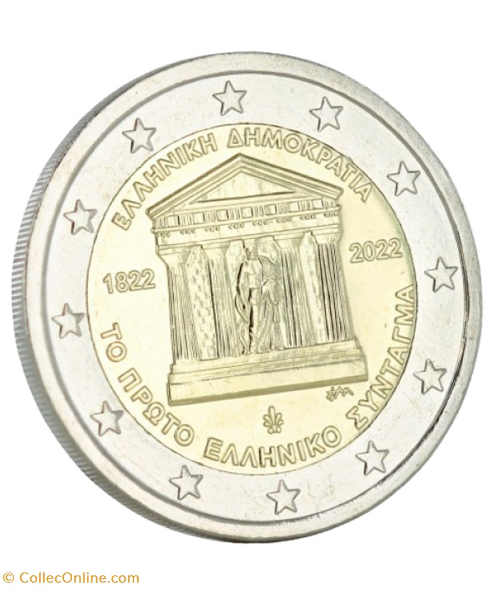 2 euros- 200 ans constitution 2022 monnaies grece 2 euros 200 ans constitution 2022