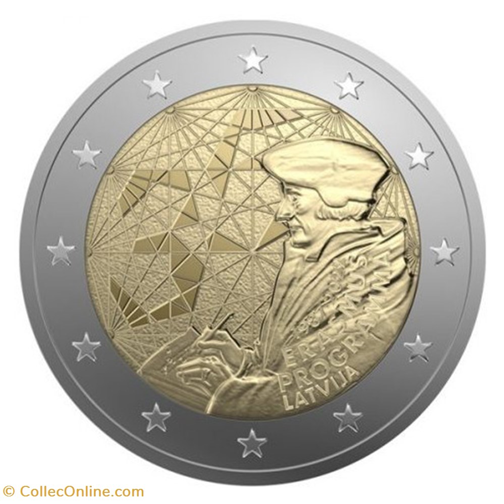 2 euros _35 programme erasmus 2022 monnaies lettonie 2 euros 35 programme erasmus 2022