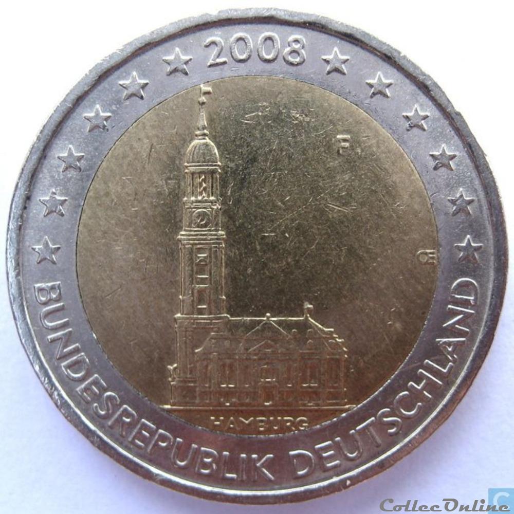 2 euros hambourg f 2008 monnaies 2 euros hambourg f 2008