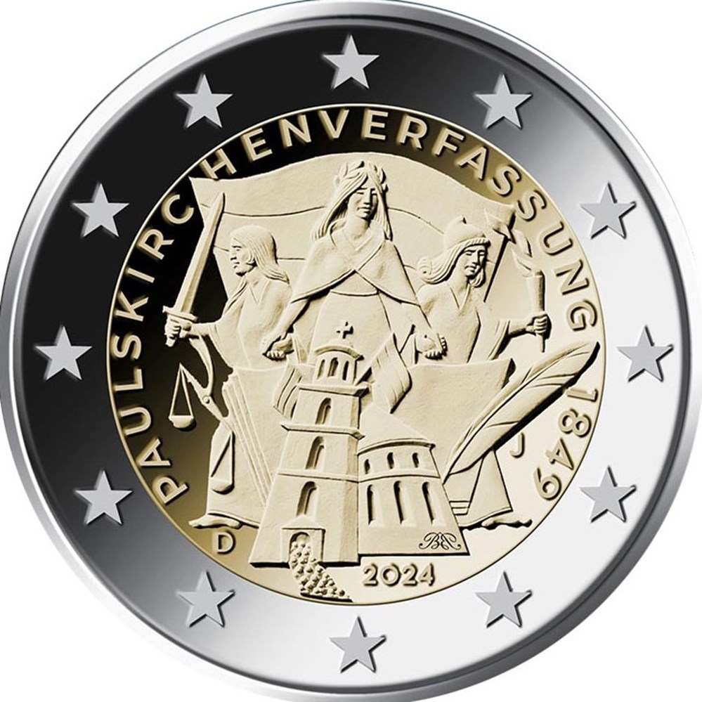 monnaies euros allemagne constitution de francfort 2024