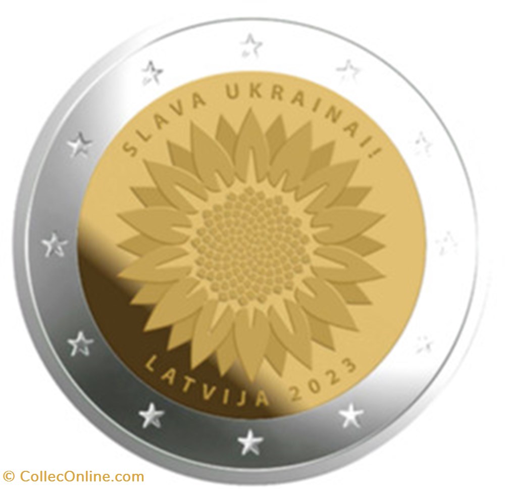 1 tournesol pour l,ukraine 2023 monnaies euros lettonie 1 tournesol pour l ukraine 2023