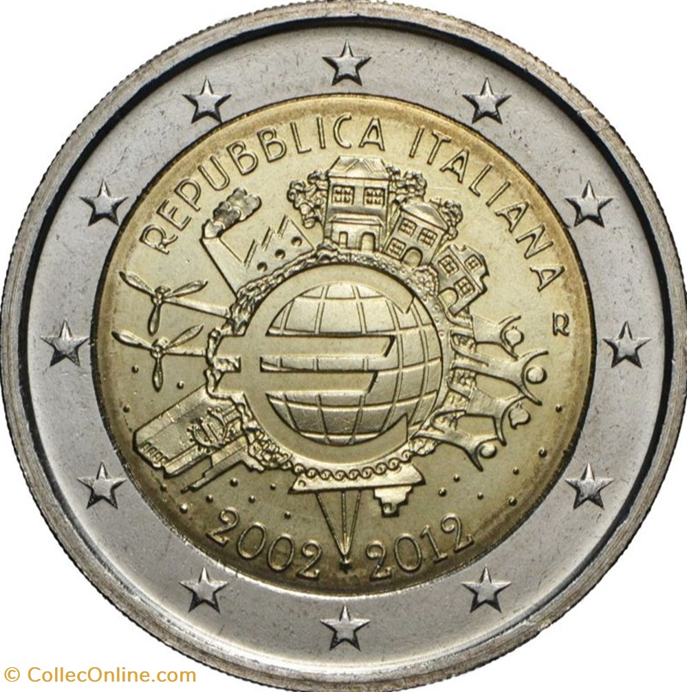 10 ans de l'euro 2002-2012 monnaies euros italie 10 ans de euro 2002 2012