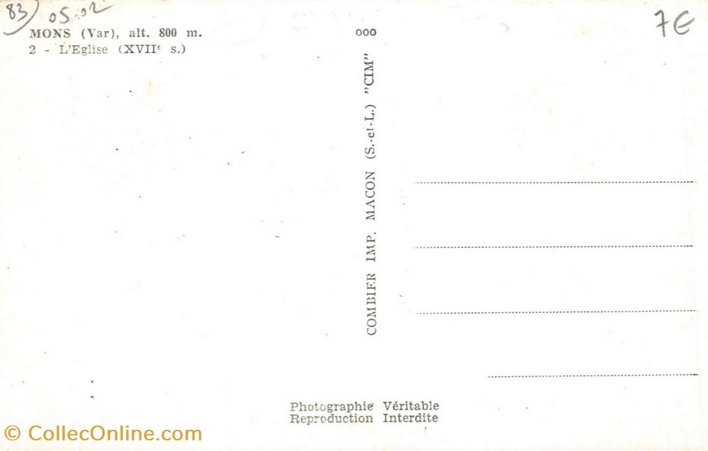 M7 "Mons, L'Eglise" cartes postales europe france m7 mons eglise
