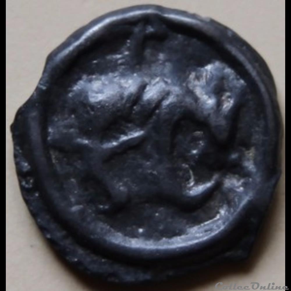 Série 24 DT 154 potin au guerrier courant et au loup / élan monnaie antique gauloise serie 24 dt 154 potin au guerrier courant et au loup elan