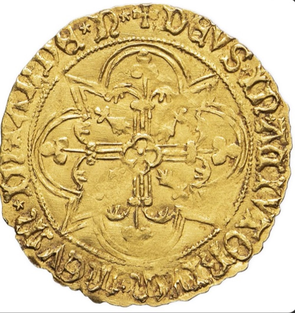 Francois II , Duke of Brittany, FRANC A CHEVAL, Nantes mint. coins european medieval to france feudal francois ii duke of brittany franc a cheval nantes mint