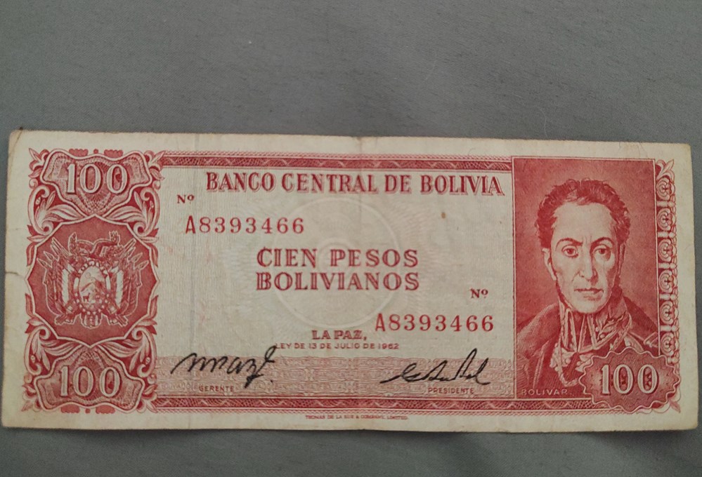 BANCO CENTRAL DE BOLIVIA SERIES A 100 banknotes banco central de bolivia series a 100