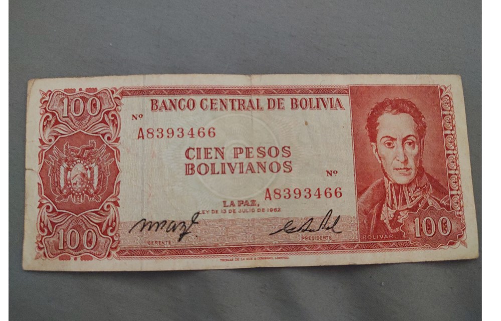 BANCO CENTRAL DE BOLIVIA SERIES A 100 banknotes banco central de bolivia series a 100