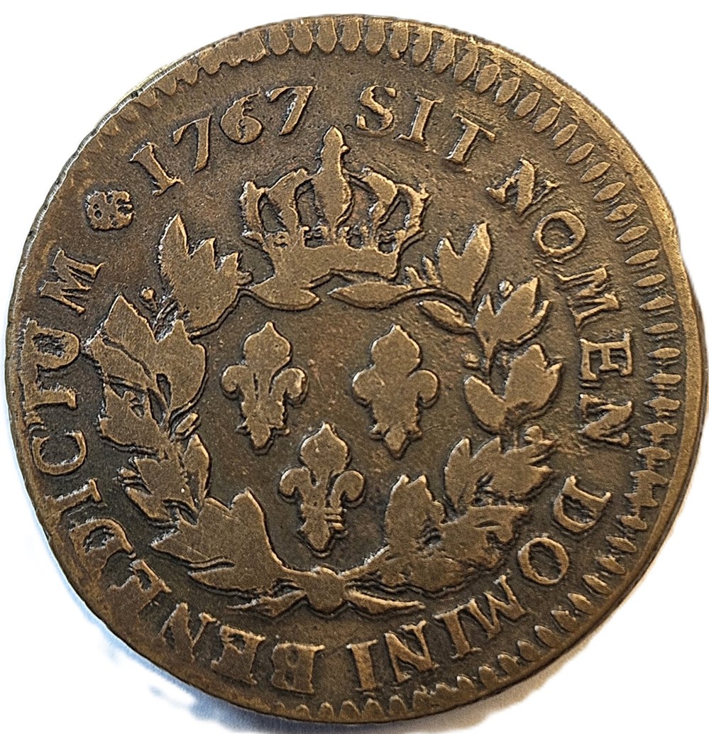 Sol des Colonies Françoises - Louis XV (1715-74) - 1767 - Paris - 1er type monnaies francaises sol des colonies francoises louis xv 1715 74 1767 paris 1er type