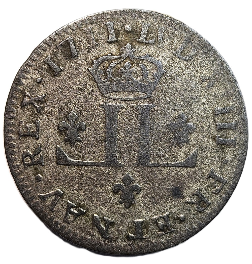 XXX deniers aux 2L couronnés dits mousquetaire - Louis XIV (1643 - 1715) - 1711 - Lyon monnaies colonies francaises xxx deniers aux 2l couronnes dits mousquetaire louis xiv 1643 1715 1711 lyon