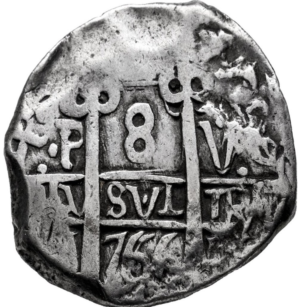 Potosi - Carlos III - 8 Reales - 1766 - V(Y) monnaies colonies espagnoles potosi carlos iii 8 reales 1766 v y