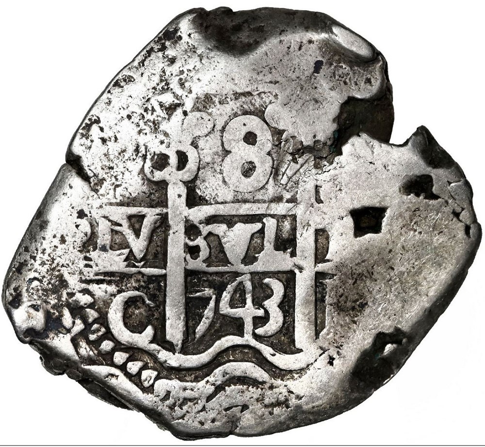 Potosi - Felipe V - 8 Reales - 1743 - C - Ctm GUATEMALA monnaies colonies espagnoles potosi felipe v 8 reales 1743 c ctm guatemala