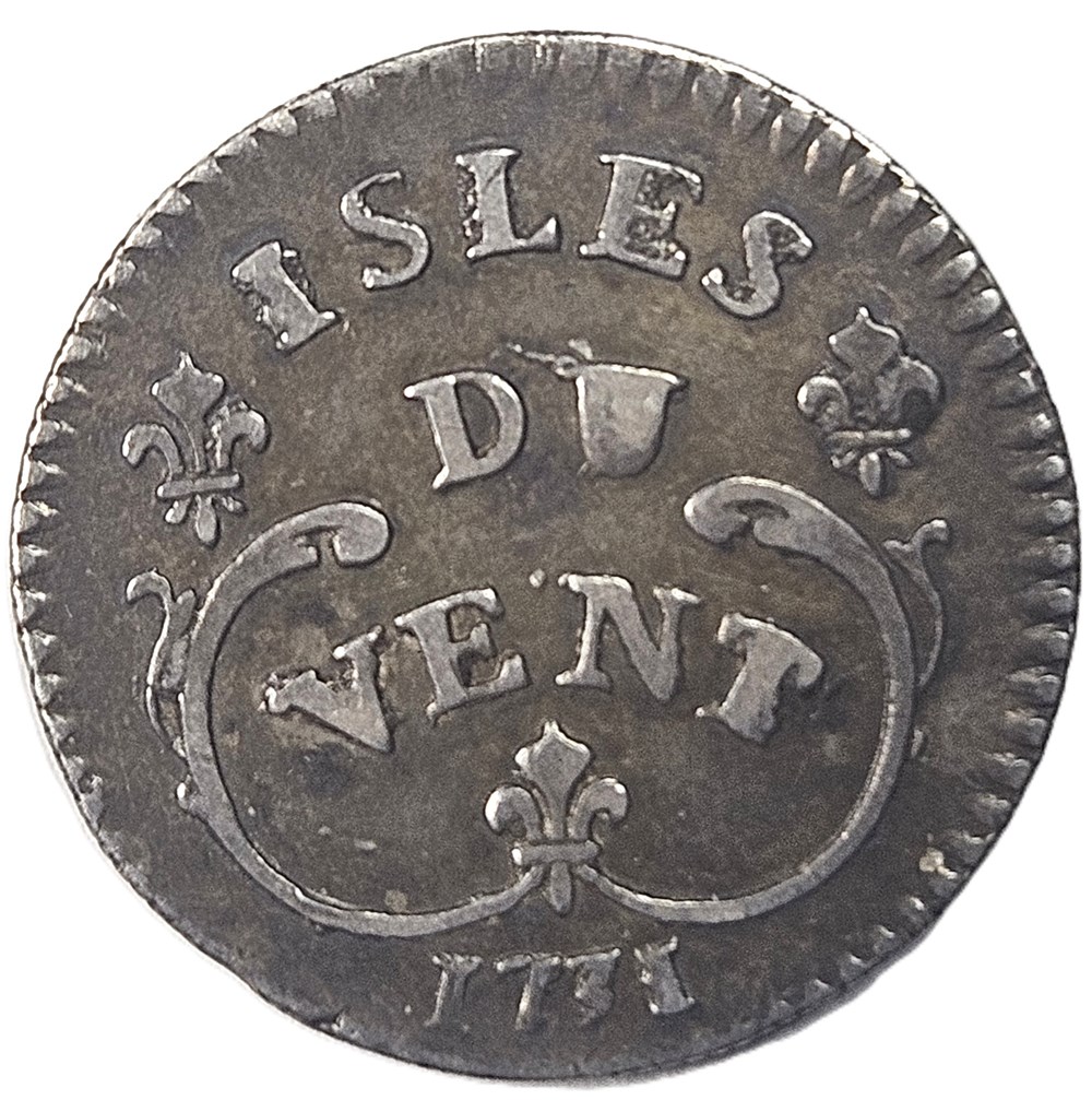 12 Sols - Isles du Vent - Louis XV (1715 - 74) - 1731 - H monnaies colonies francaises 12 sols isles du vent louis xv 1715 74 1731 h