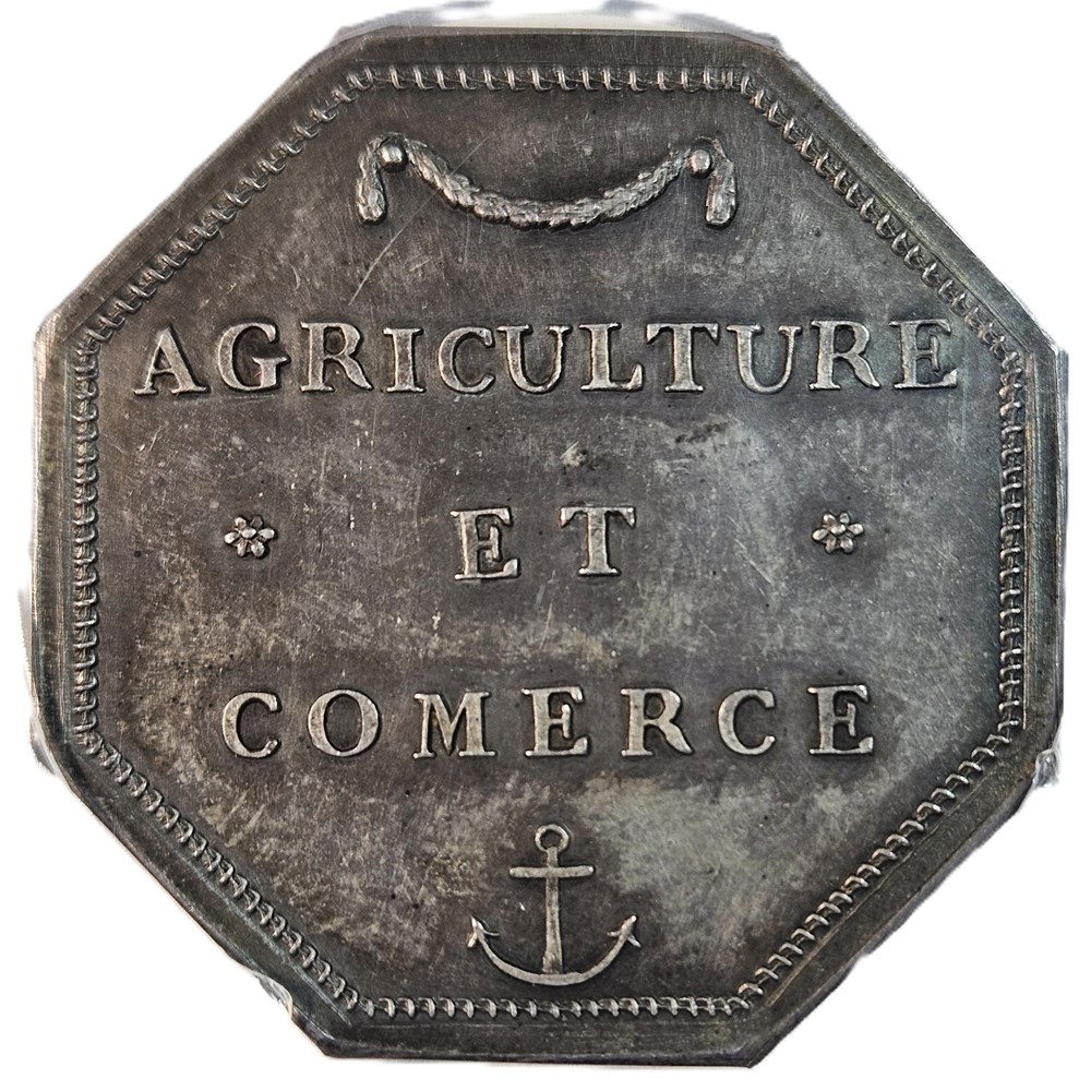 Guyane - Jeton - Agriculture et Comerce - Louis XVI (1774 - 92) - ND - Corne - Lecompte Plate Coin monnaies colonies francaises guyane jeton agriculture et comerce louis xvi 1774 92 nd corne lecompte plate coin