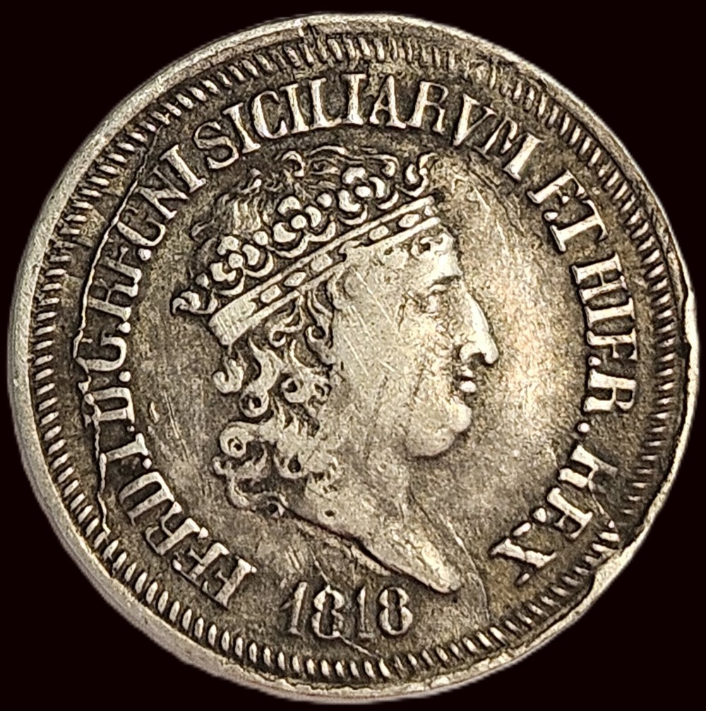 1 Carlino (10 Grana) - Ferdinando I - 1818 - Regno delle due Sicilie monnaies europe medievale royaume naples 1 carlino 10 grana ferdinando i 1818 regno delle due sicilie
