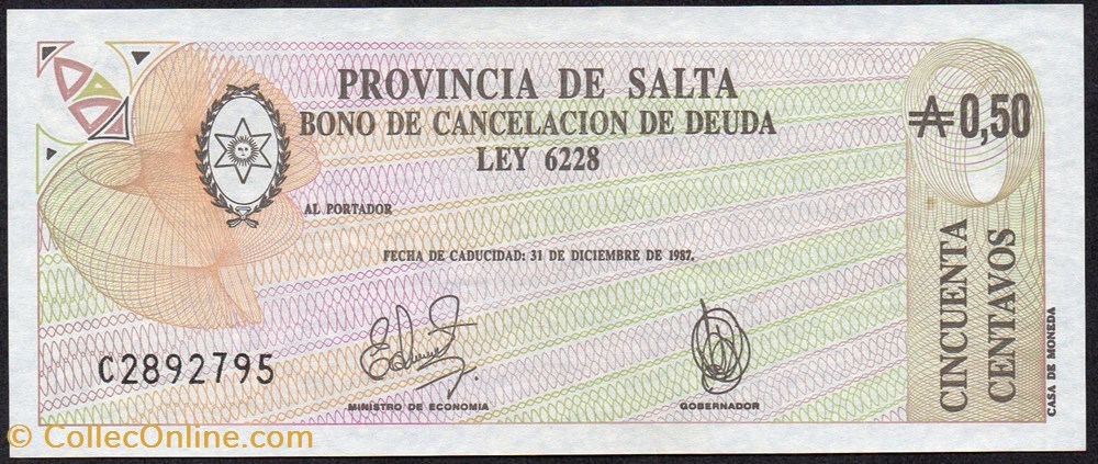 banknote south america argentina salta 0 50 austral