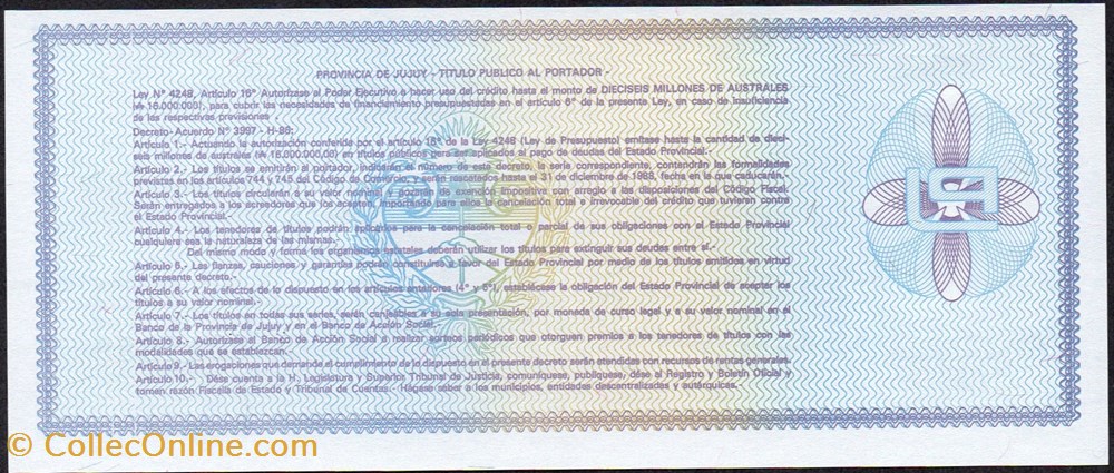 Jujuy 0.50 Australes banknote south america argentina jujuy 0 50 australes