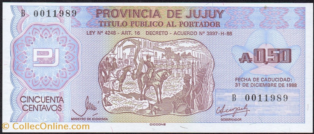 Jujuy 0.50 Australes banknote south america argentina jujuy 0 50 australes