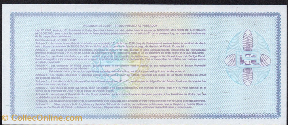 banknote south america argentina jujuy 1 austral