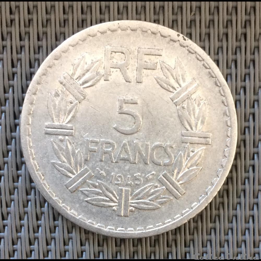 5 francs 1945 Lavrillier (fine) monnaie france moderne 5 francs 1945 lavrillier fine