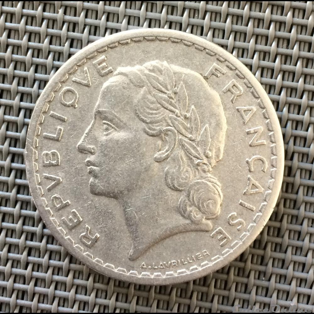 5 francs 1949 Lavrillier (9 fermé) monnaie france moderne 5 francs 1949 lavrillier 9 ferme