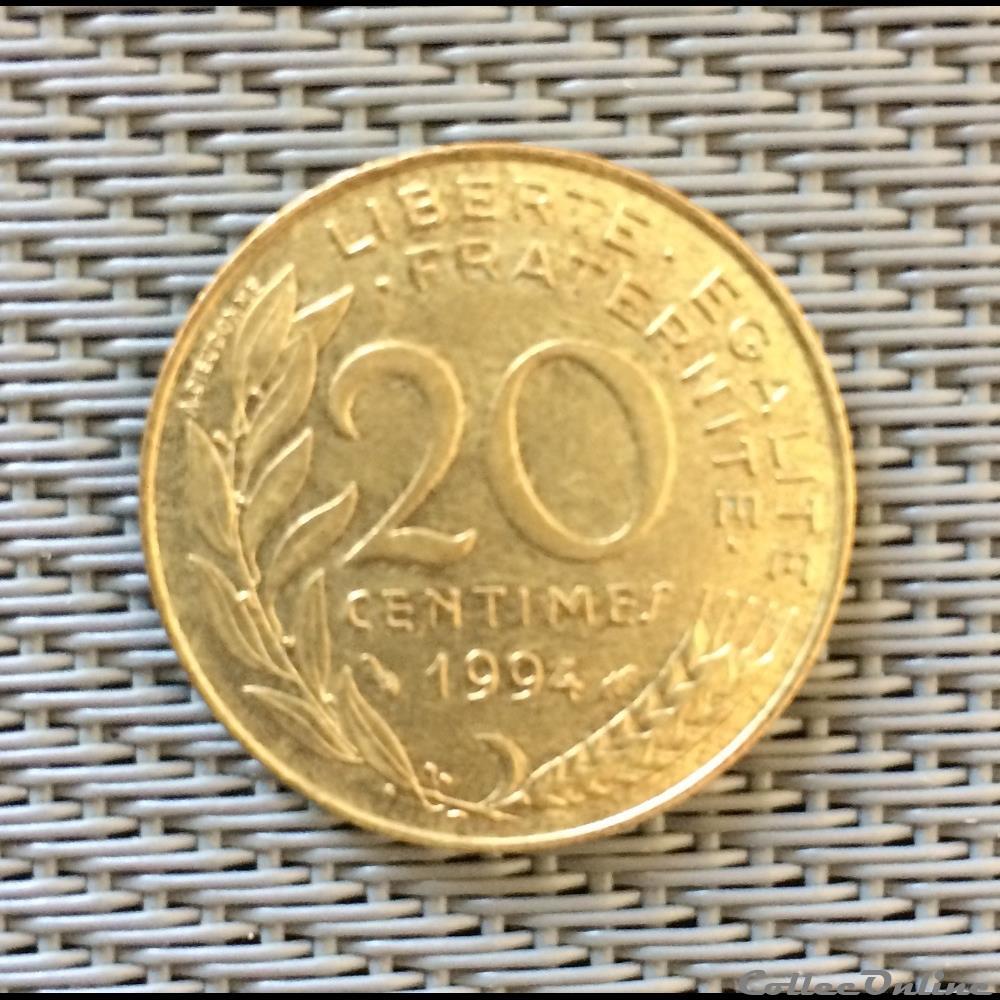 monnaie france moderne 20 centimes 1994 marianne dauphin