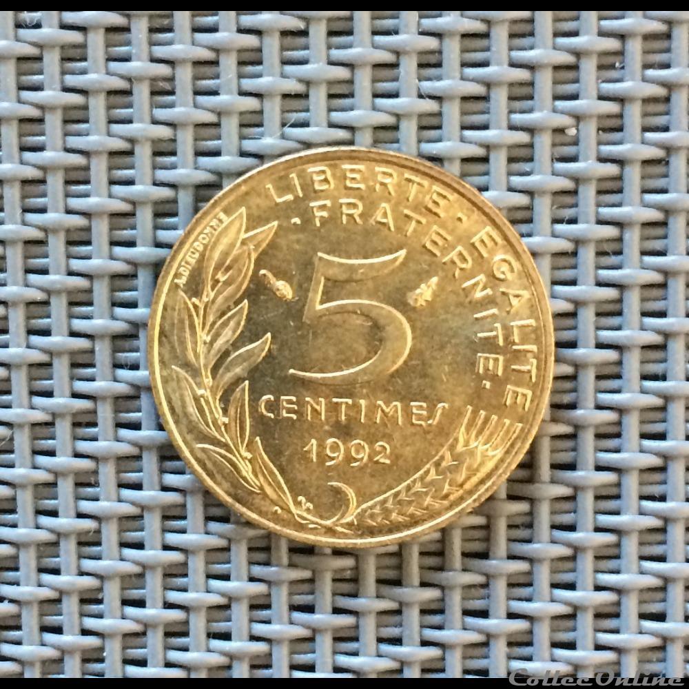 5 centimes 1992 marianne 3 plis monnaie france moderne 5 centimes 1992 marianne 3 plis
