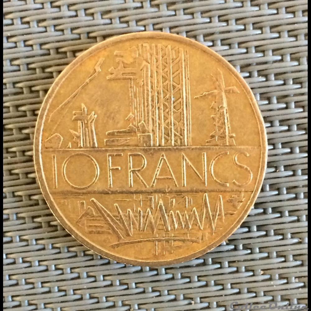 10 francs 1977 (type A tranche lisible france en haut) monnaie moderne 10 francs 1977 type a tranche lisible france en haut