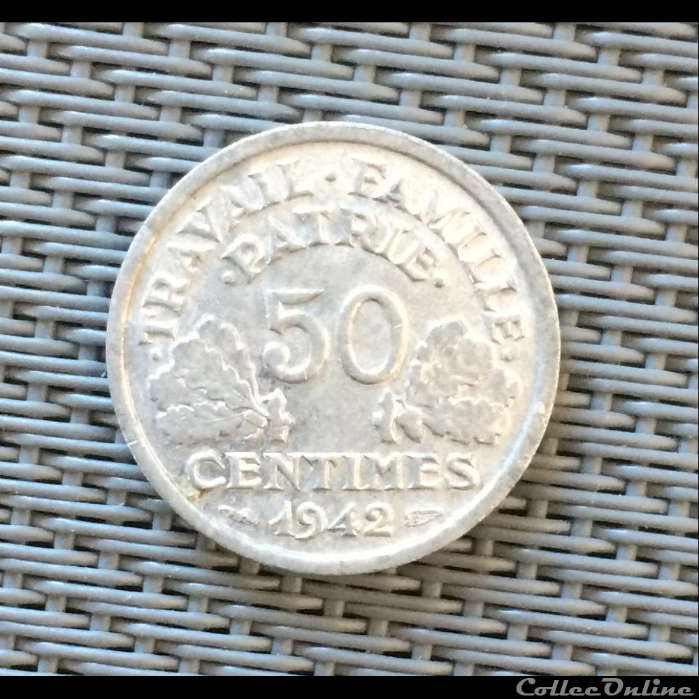 50 centimes 1942 Bazor lourde monnaie france moderne 50 centimes 1942 bazor lourde