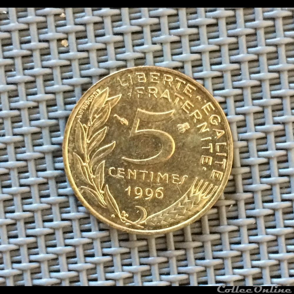 monnaie france moderne 5 centimes 1996 marianne 3 plis