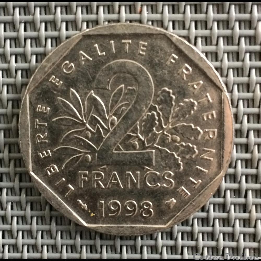 2 francs 1998 semeuse monnaie france moderne 2 francs 1998 semeuse