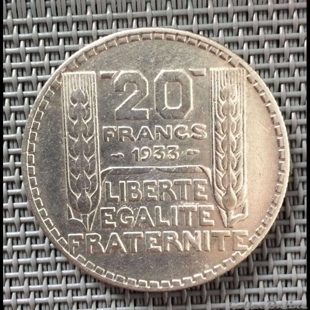 20 francs 1933 Turin rameaux longs monnaie france moderne 20 francs 1933 turin rameaux longs