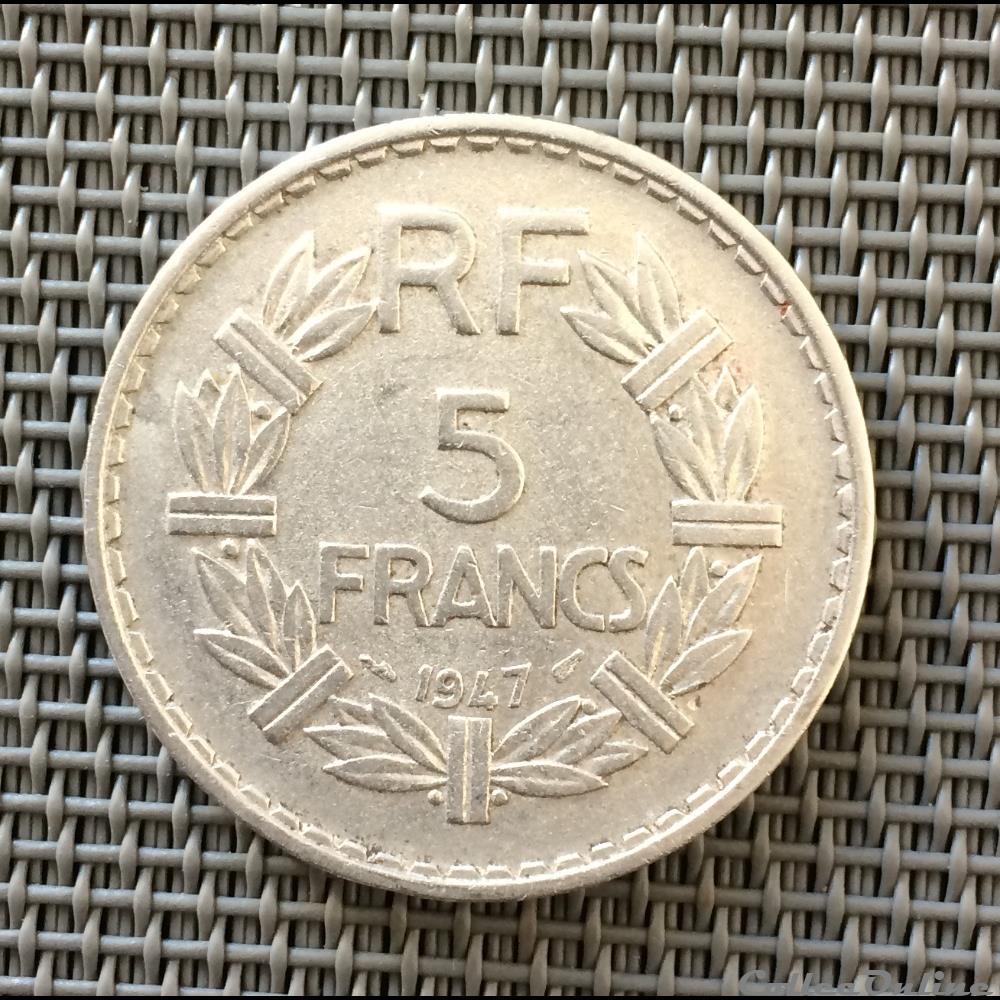 5 Francs 1947 Lavrillier 9 Fermé Coins World France