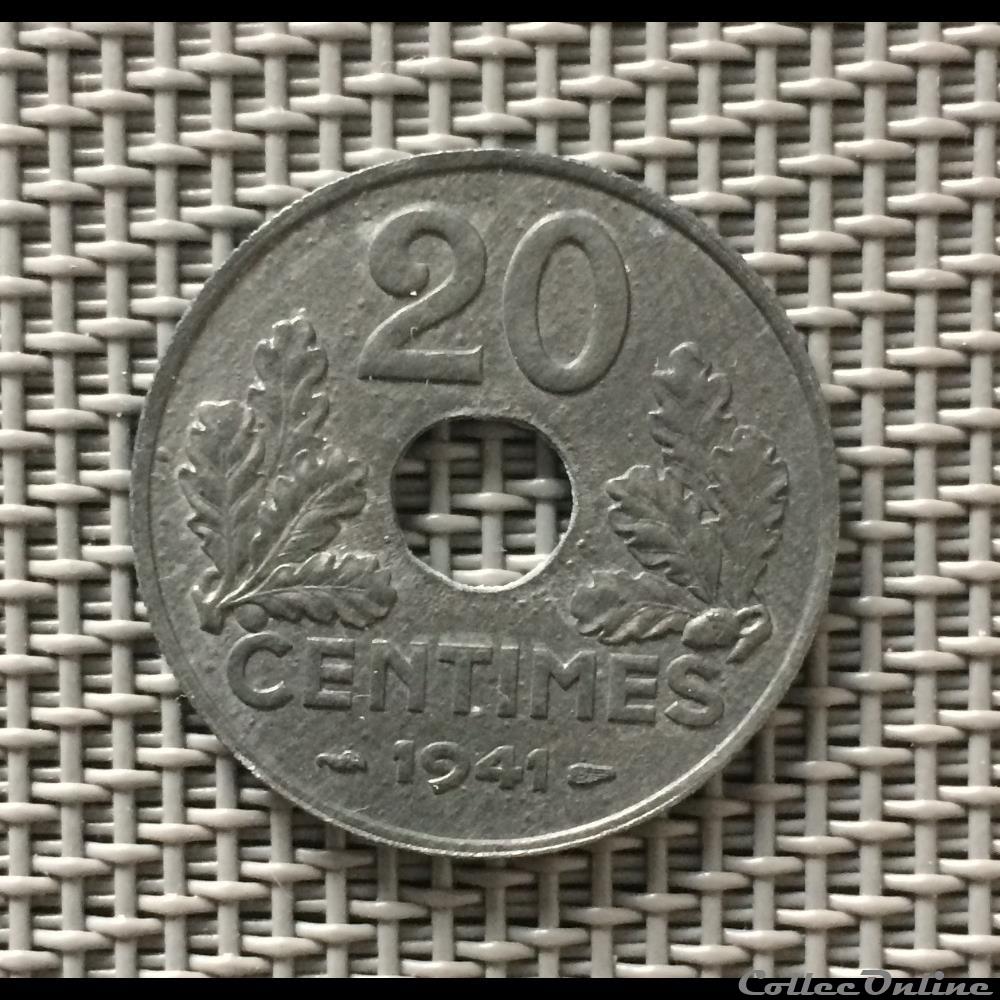 20 centimes 1941 état francais striures fines monnaie france moderne 20 centimes 1941 etat francais striures fines