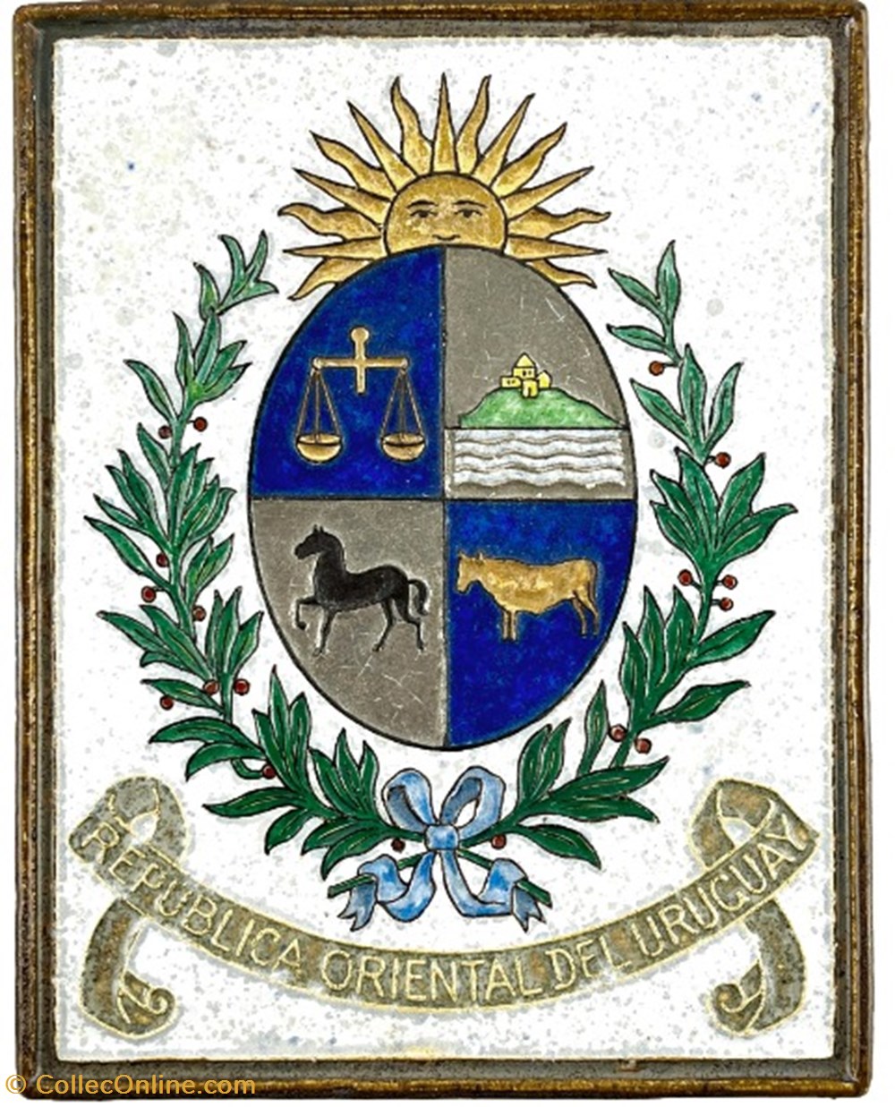 art antiquities ceramics pottery uruguayan coat of arms or escudo de uruguay