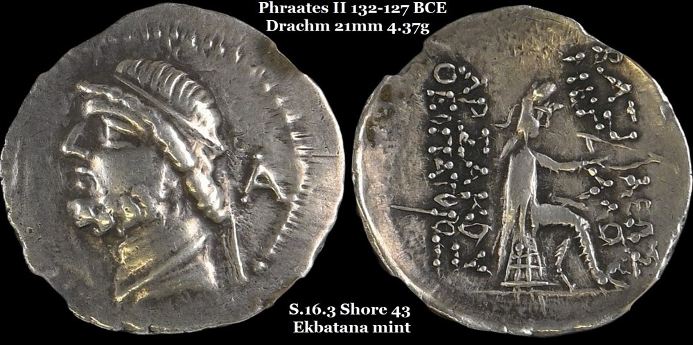 monnaies antiques moyen orient s 16 3 drachme phraates ii
