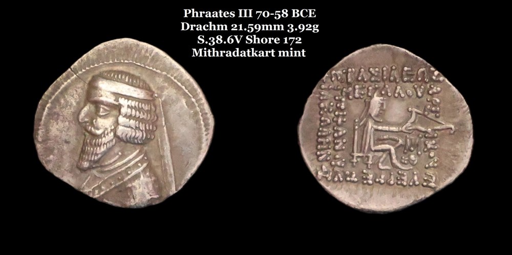 monnaies antiques moyen orient s 38 6 v drachme phraates iii