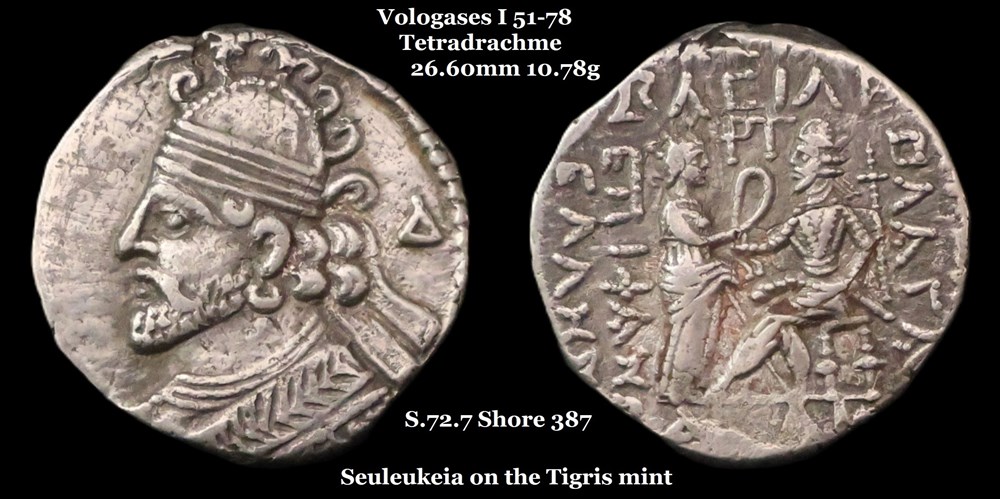 monnaies antiques moyen orient s 72 5 tetradrachme vologases i
