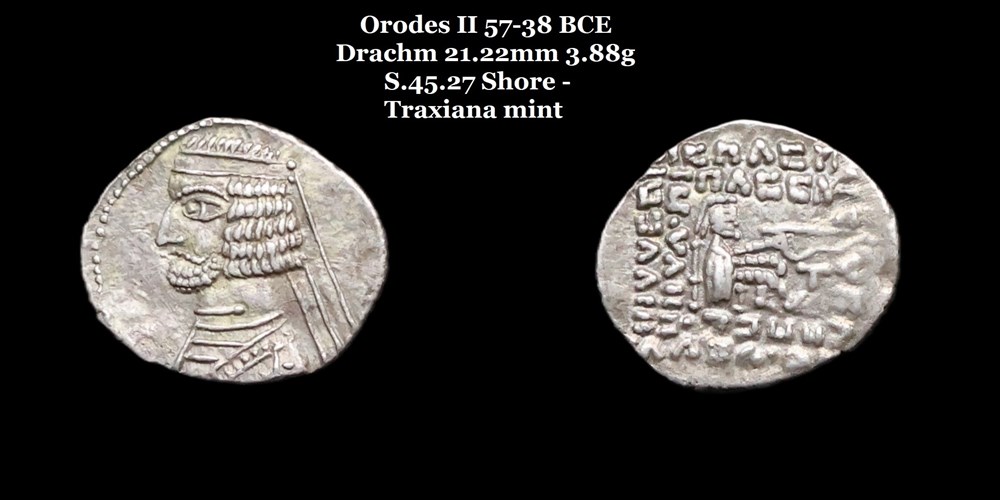 monnaies antiques moyen orient s 45 27 drachme orodes ii