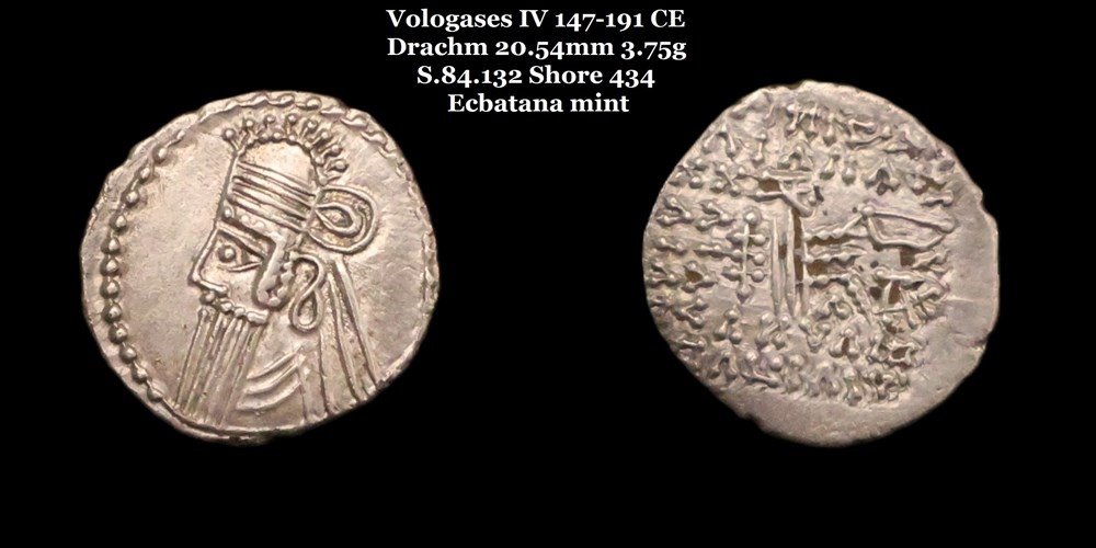 monnaies antiques moyen orient s 84 132 drachme vologases iv